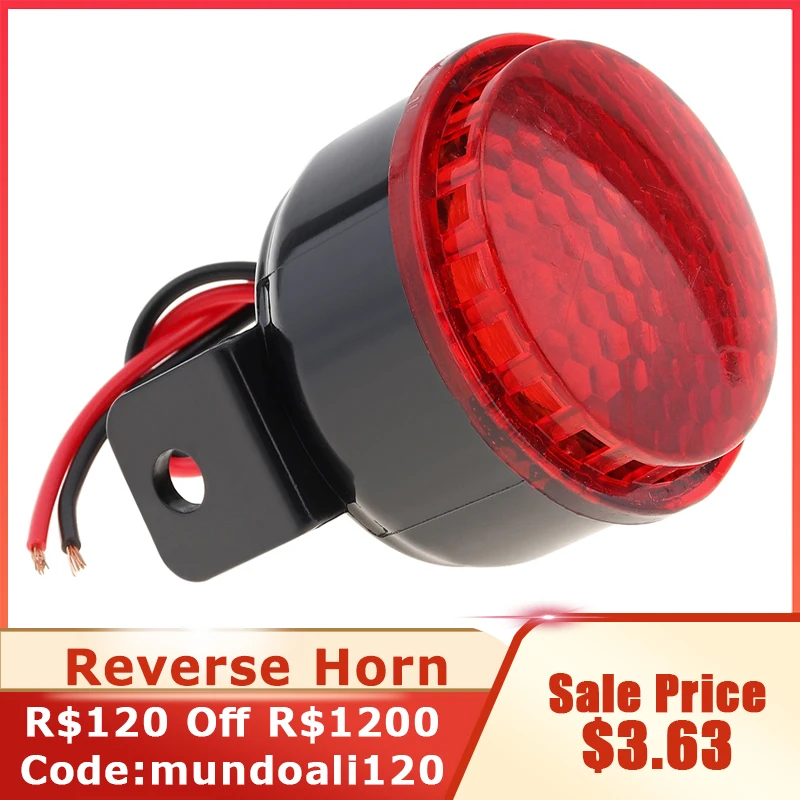12V-24V 105dB Reverse Horn Beeper Car siren horn Warning buzzer speaker Warning buzzer Vehicle Auto Warning Back Up Alarm Speaker Buzzer Siren with Wire & Light