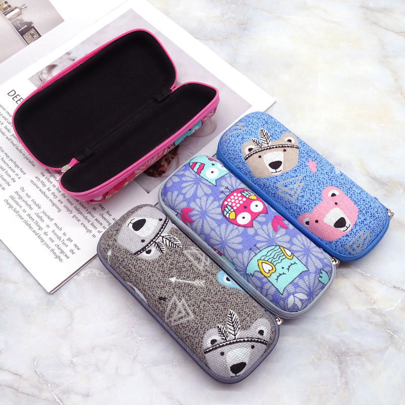 Simple Portable EVA Glasses Protective Box Eyeglasses Organizer Bag Cute Cartoon Sunglasses Box Eyewear Zipper Closure Case