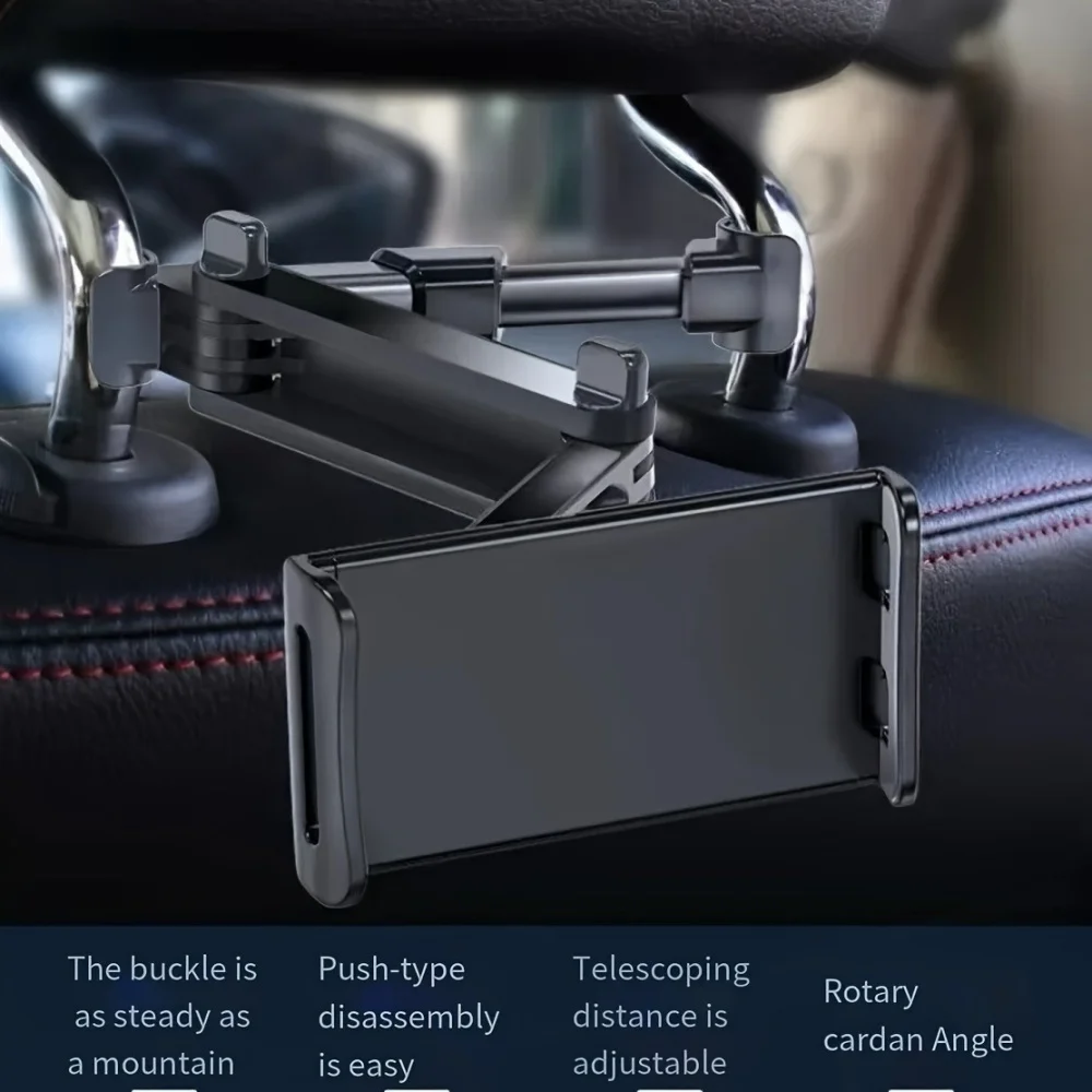 Universal Car Headrest Tablet Phone Holder 360° Rotatable Adjustable Stretchable Mount For All Smart Devices 4-13"
