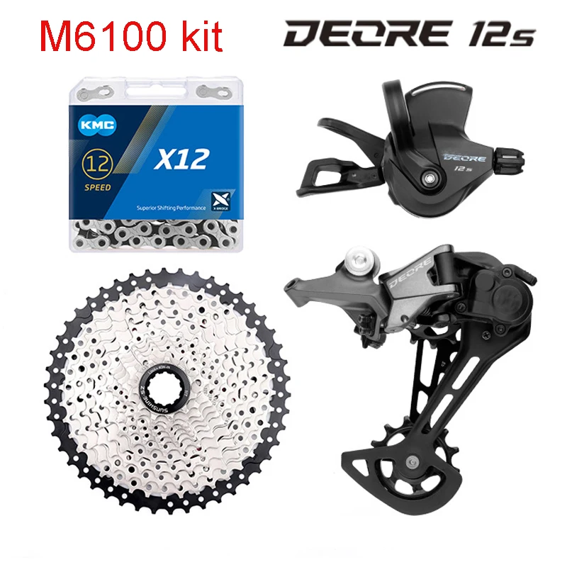 

Deore M6100 12V Derailleurs Set KMC X12 Bicycle Chain SUNSHINE 46/50/52T k7 Cassette 12 Speed MTB Groupset Kit For Shimano