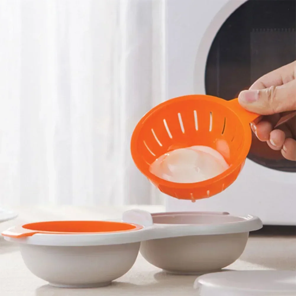 Draining Egg Boiler Double Cup Egg Boiler Microwave Eggs Stock Layer Cooker Poacher Round Double Innovative Kitchen Tools