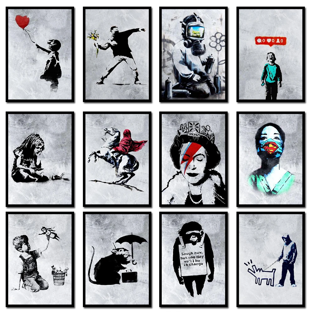 

New Beautiful Graffiti Pictures Abstract Canvas Painting Black White Wall Art Posters and Prints Modern Living Room Home Decor