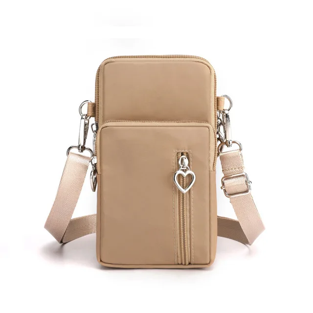 Universal Mobile Phone Bag For Samsung/iPhone/Huawei/HTC/LG Case Wallet Outdoor Sport Arm Purse Shoulder Bag Women Phone Pouch Small Khaki
