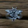 Fashion Vintage Adjustable Witchy Deaths Head Moth Butterfly Ring Insect Jewelry Accessories Gathering Gift For Women 1
