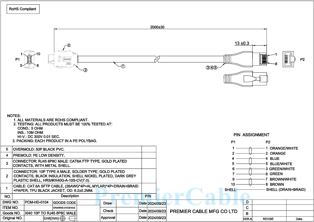 IX Industrielles RJ45 Cat6A Ethernet-Kabel 10Gbps IX40G-A-10S-CV(7.0) IX A-Stecker auf RJ45-Stecker CAB-IR-5M für Maschinenvision-Kamera PoE – Detail 1