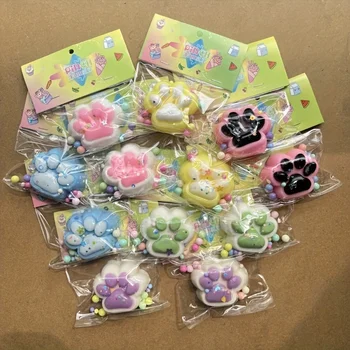 1Pc Squishy Cat Claws Squeeze Toy for Kids Soft Pinch Stress Relief Toys with Decorative Beads Halloween Christmas Gifts