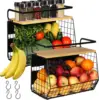 2 Set Magnetic Shelf for Refrigerator with Wood Lid, Fruit Potato & Onion Storage Bins, Pantry Organizers & Storage, Large 1