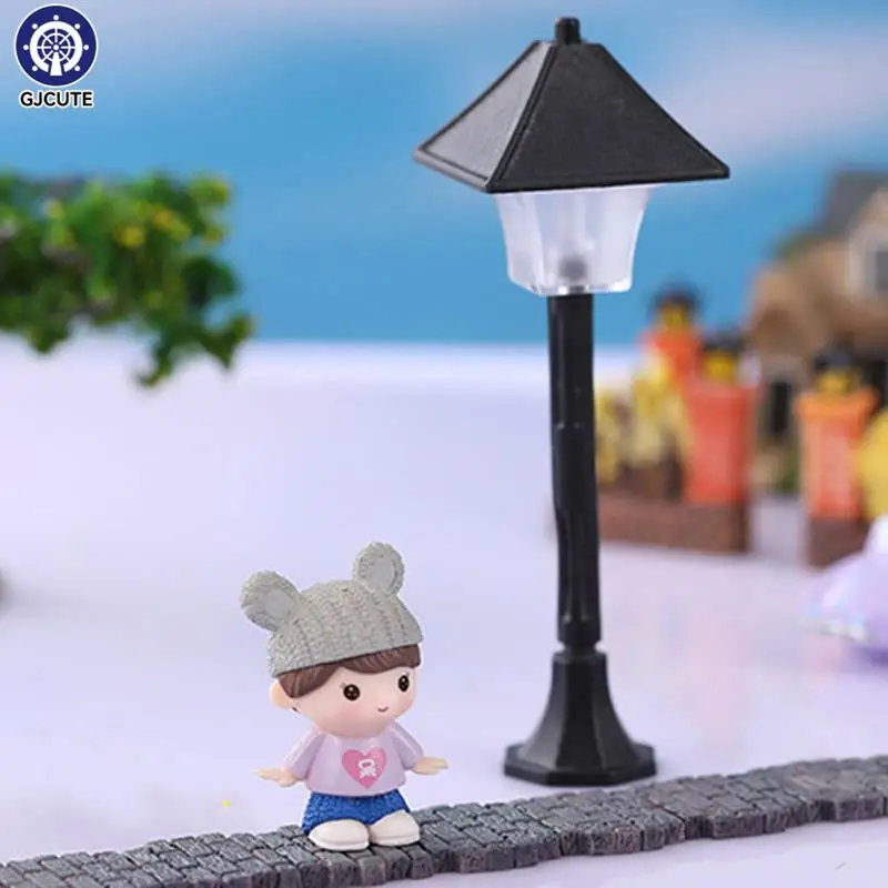 Miniature Christmas Street Lamp Post LED Lights Park Bench & Streetlight Micro Landscape Fairy Garden Ornament Dollhouse Decor 4