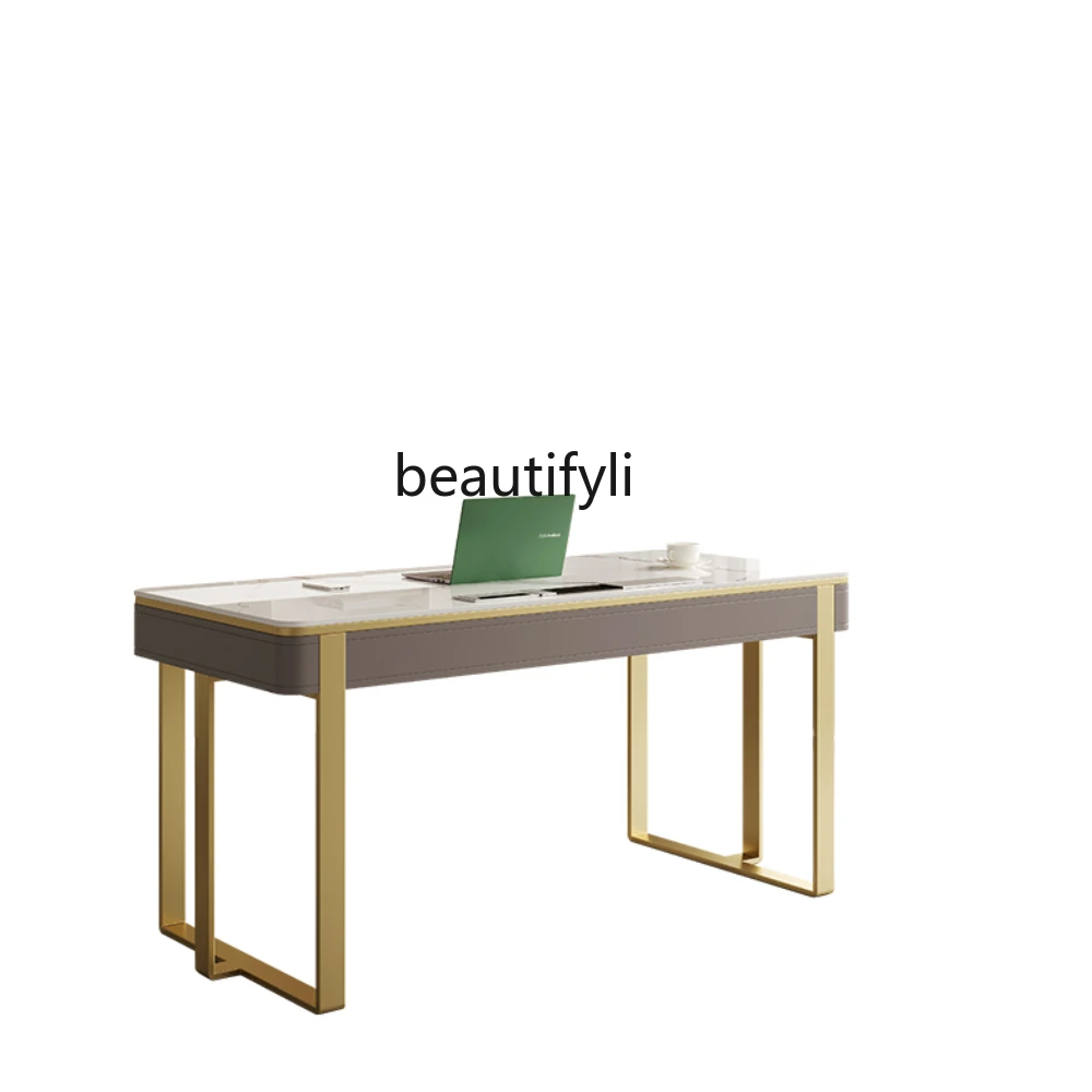 Light Luxury Stone Plate Desk Modern Minimalist Study Writing Desk Designer High-End Computer Desk second hand desk bookcase integrated light luxury modern minimalist study writing desk computer desk designer stainless