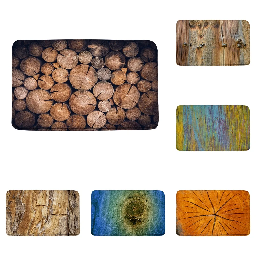 

Tree Trunk Bath Mats Country Rustic Wood Planks Board Bathroom Rugs Anti-Slip Home Decor Shower Carpet Kitchen Doormats Foot Pad