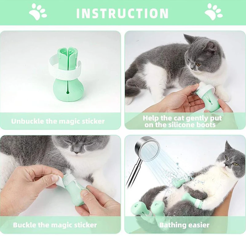 Cat Anti-Scratch Shoes 4Pcs Adjustable Cat Claw Covers Nail Gloves For Bathing Shaving Treatment Grooming Cat Accessories 6