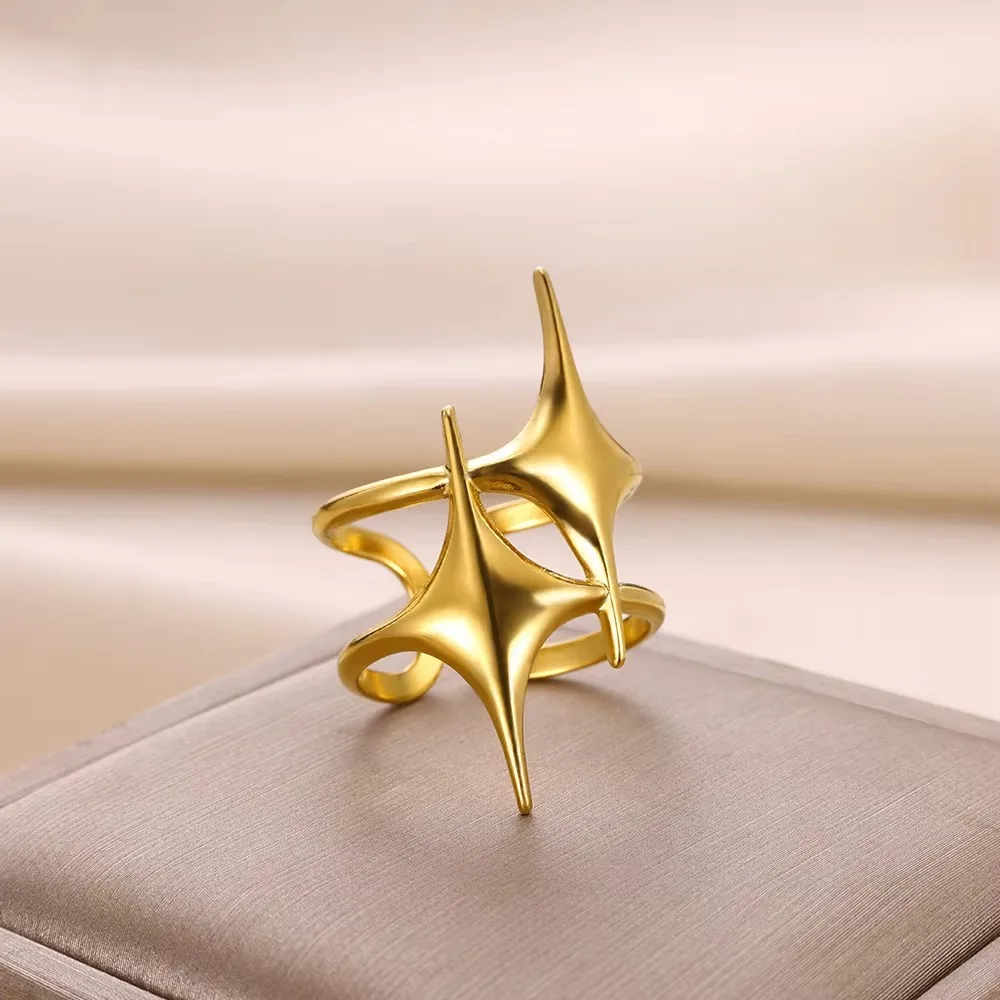 Stainless Steel Cross Star Rings for Women