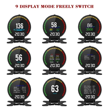 OBDII head-up display P15 medidor Digital inteligente OBD2 velocímetro voltaje Boost turbina presión aceite agua temperatura calibre Y03 GPS HUD 1