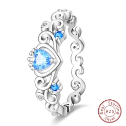 Elegant Sterling Silver Pink Heart Crown Ring with Zircon Accents - 8 (PAR063)