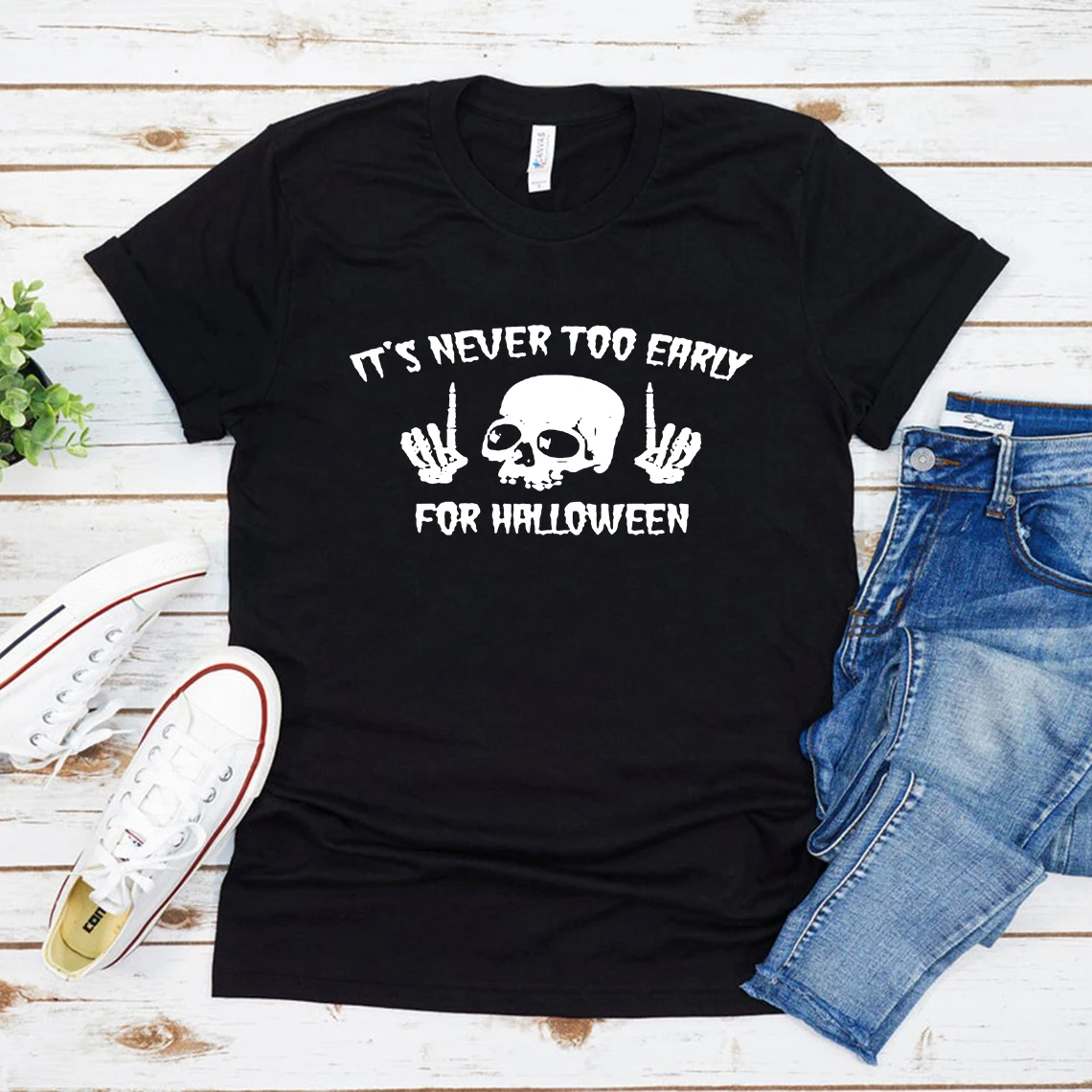 

Skull Halloween T-shirt It's Never Too Early for Halloween T-Shirt Funny Halloween Goth Tshirt Graphic Tee Man Woman Tshirts Top