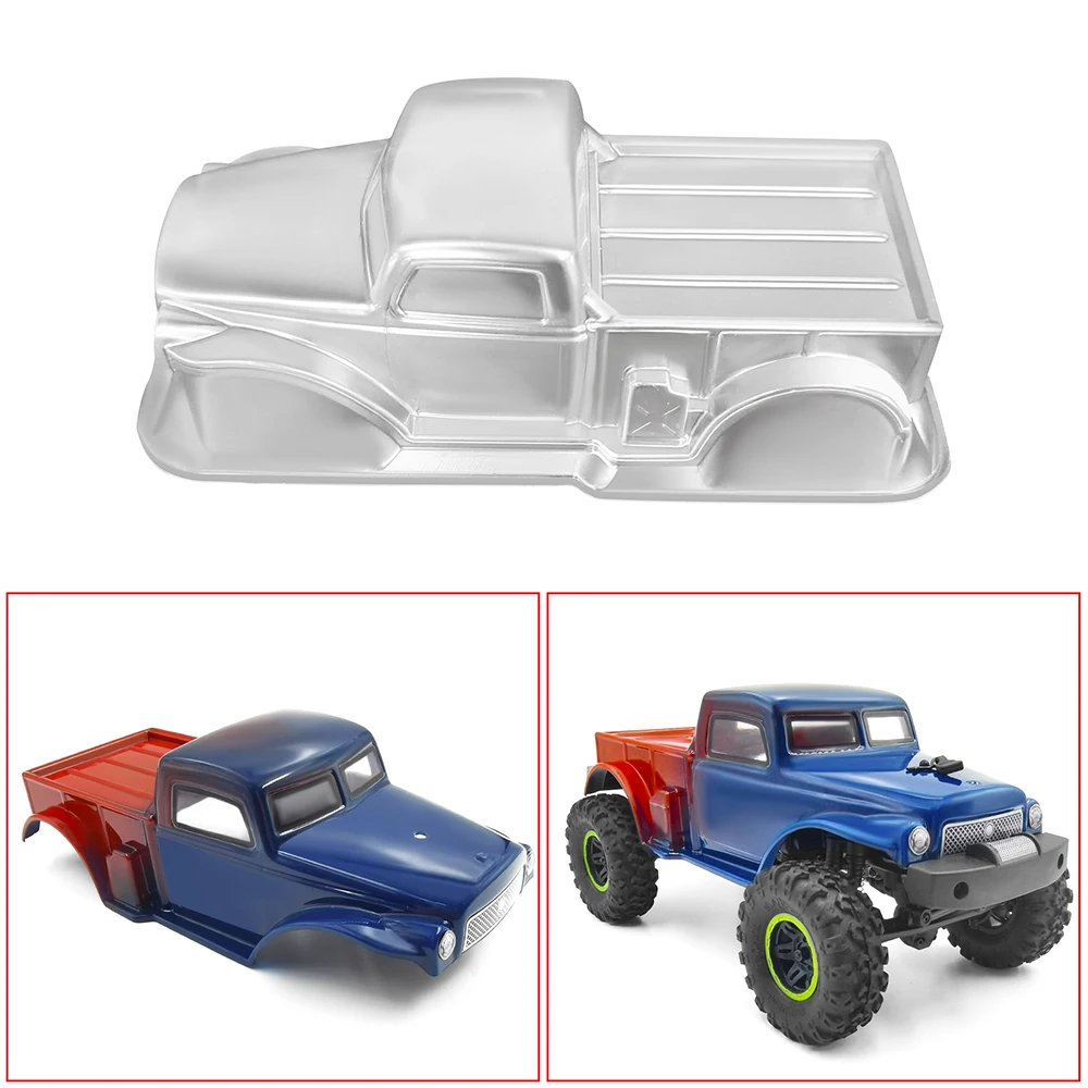 Coque de carrosserie RC pour Axial SCX24, compatible AXI00004 et 90081, vue en éclaté avec les pièces.