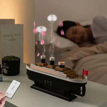 Titanic Ship Model Air Humidifier Home 250ml Remote Control Essential Oil Jellyfish Smoke Ring Spray Aroma Diffuser Humidifiers 1