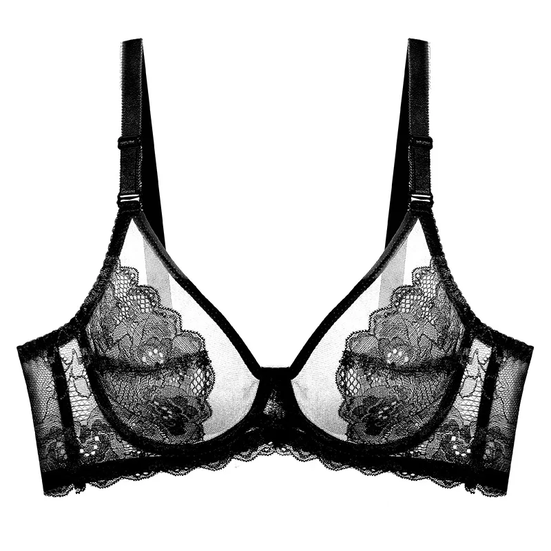 Sheer Lace Bras for Women Ultra Thin Wireless Bralette CDE Cup Sexy Transparent Bra Top Comfortable Breathable Summer Lingerie