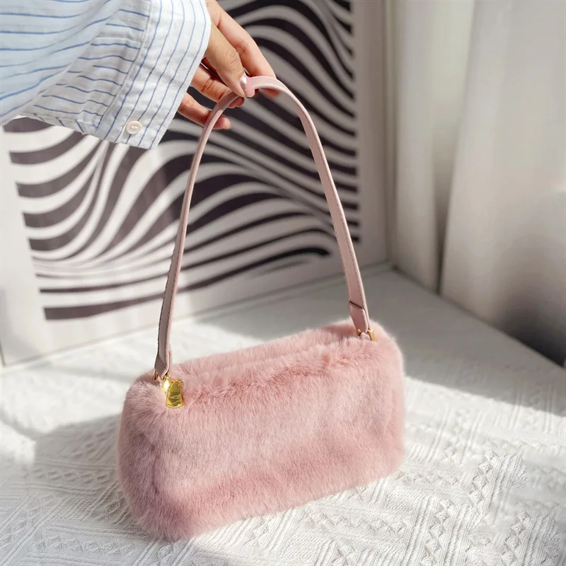 

Женская сумка из искусственного меха, Женская пушистая Наплечная Сумка, элегантная плюшевая сумка, вместительные повседневные тоуты, осень и зима