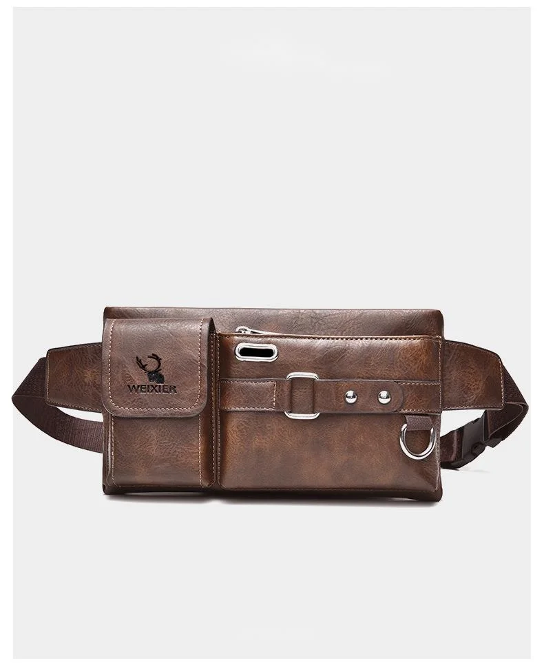 2023 New Hot Selling Men's Shoulder Bag Crossbody Bag Tactical Chest Bag Mobile Waist and Crotch Bag Multi Functional Chest Bag Retro PU Waist Bag_voghion.com