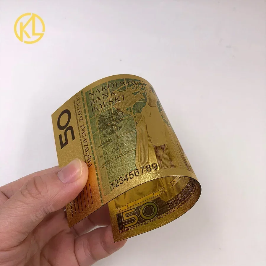 1piece PLN ZLOTY POLAND GOLD Foil Plastic BANKNOTE craft Money POPE JOHN PAUL II For Souvenir gift and collection