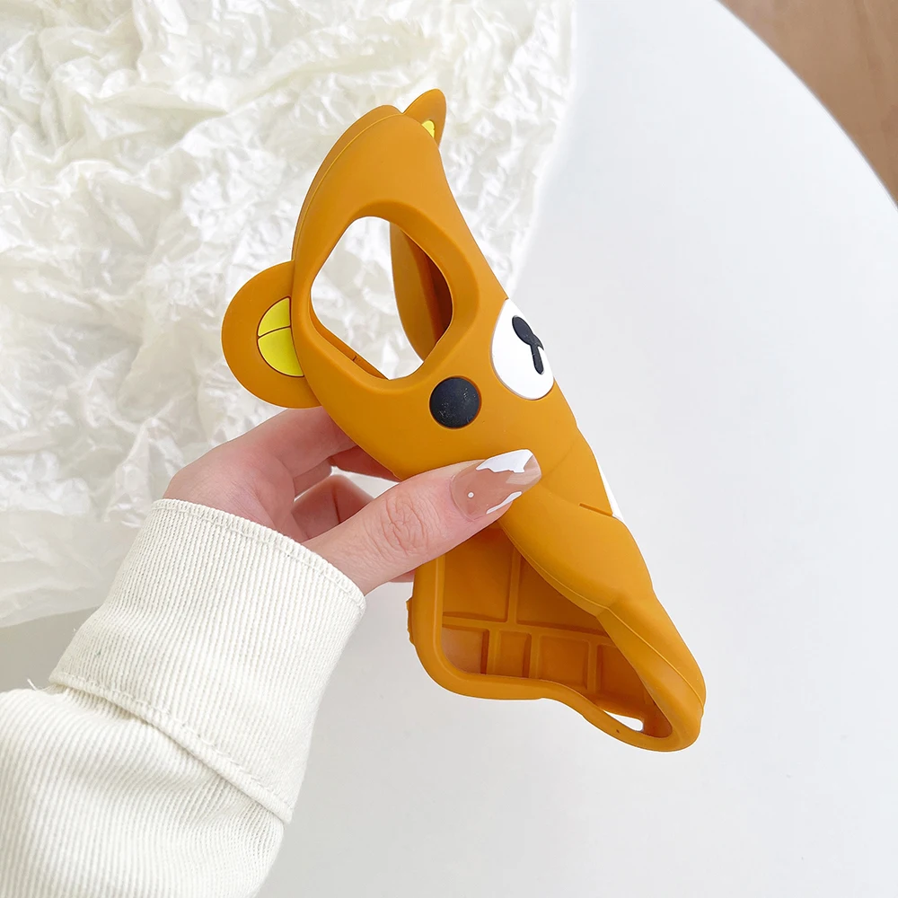 Cartoon Rilakkuma Bear Silicone Soft Cover Case For iPhone 17 16 15 14 13 12 11 Pro Max Plus Xs XR 6 7 8 Plus 5 5S 4 4S 6
