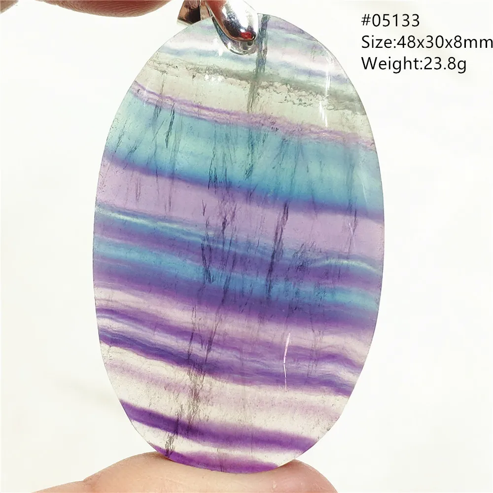 Fluorite Pendant Necklace Natural Colorful Purple Fluorite Quartz Bead Pendant Necklace Water Drop Round Rainbow Purple Fluorite Women Men Jewelry