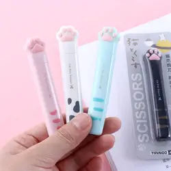 School Supplies Stationery Novelty Mini Portable Kawaii Stainless Steel Folding Design Hand Scissors Cat Paw Scissors