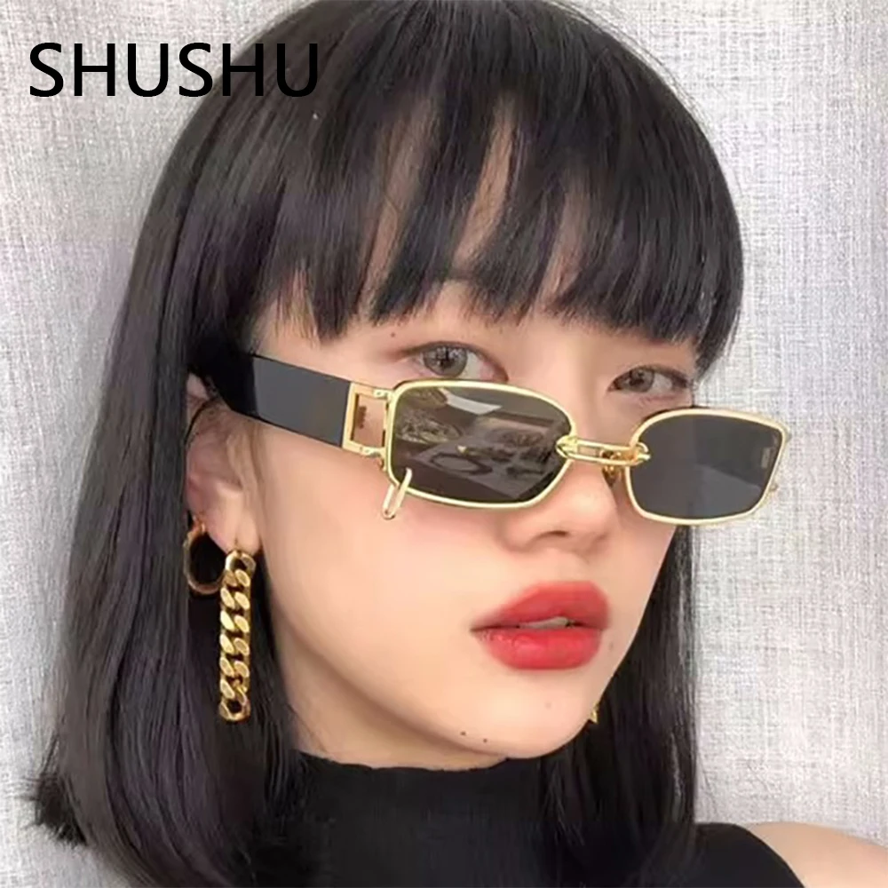 

Очки солнцезащитные женские квадратные, винтажные модные маленькие солнечные очки в прямоугольной оправе, в стиле панк/Ретро