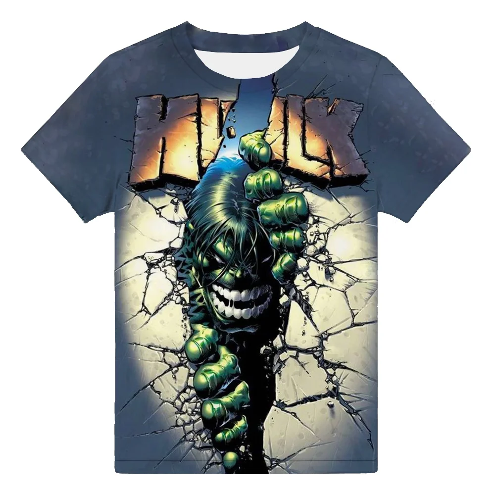 Cool Boys Summer Short Sleeve T-shirt 2023 Newest Green Hulk 3D Print Teenager Clothes 2