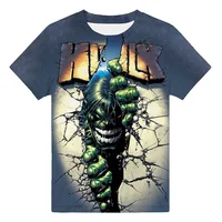 Cool Boys Summer Short Sleeve T-shirt 2023 Newest Green Hulk 3D Print Teenager Clothes 2
