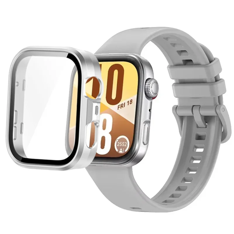 Breathable Silicone Strap with Protective Tempered Glass Screen and HD PC Case