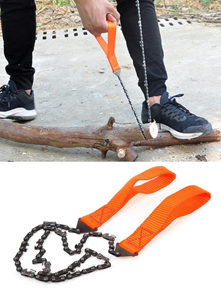 Portable Survival Hand Zipper Saw 65 Manganese Steel Gardening Wood Cutting Chain Saw Outdoor Emergency Camping Hiking Tools