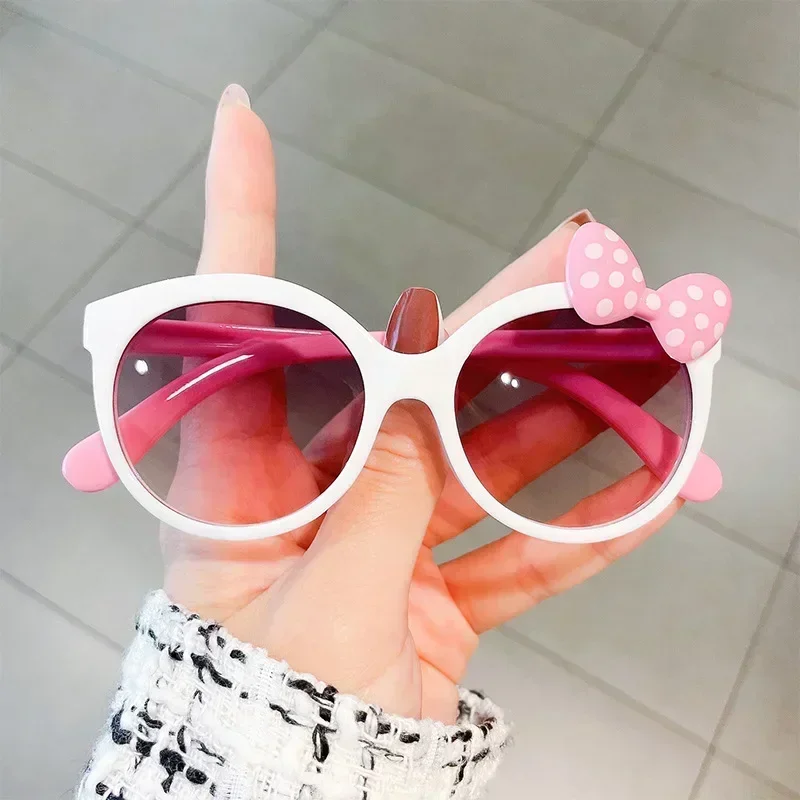 New Kids Sunglasses Girls Boys Shiny Bowknot Sun Glasses Lovely Cat Children Eyewear Fashion Gradient Eyeglasses UV400
