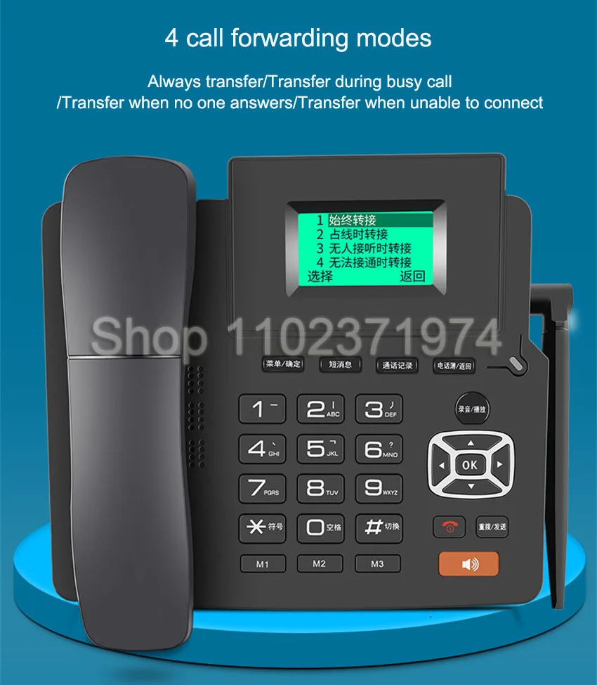 Description Picture 6 of item4G WIFI Wireless Fixed Phone GSM SIM Card Desktop Telephone With LCD Display Handsfree Call Recording for Office Home
