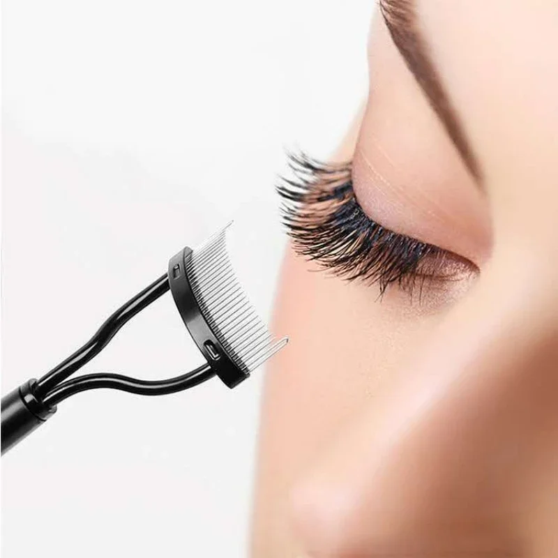 Eyelash Separator Metal Teeth Straight Eyelash Curler Beauty Makeup Stainless Brush Comb Mascara Curl Makeup Tool