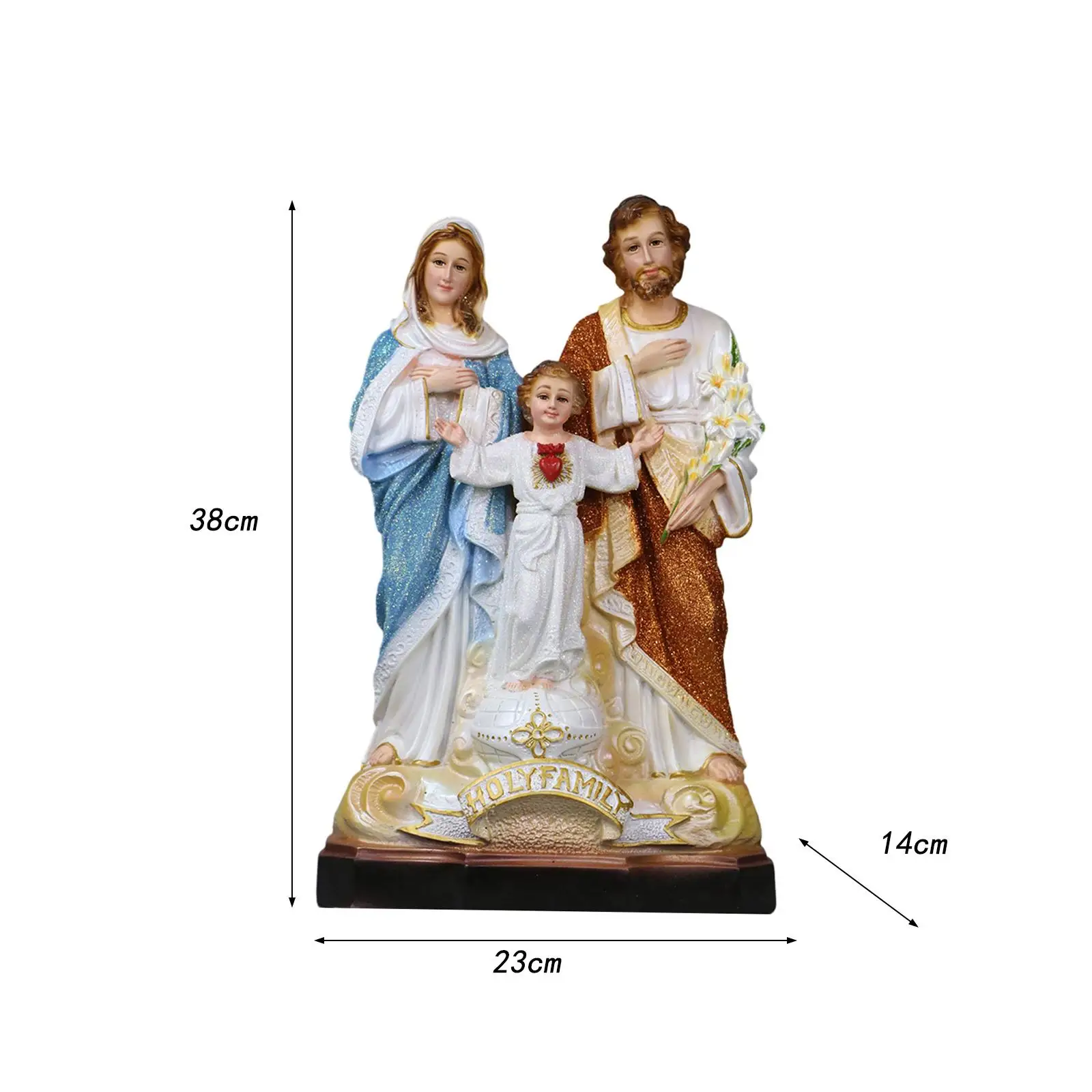 

Resin Holy Family Statue Decor Statue Collectable Decor Collection Ornaments Catholic Figurine for Holiday Bar Car Office