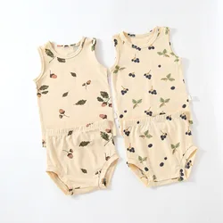 6-36M Newborn Kid Baby Boys Girls Clothes set Summer Print Tank Top Shorts set Cute Sweet 2pcs Clohting Outfits set