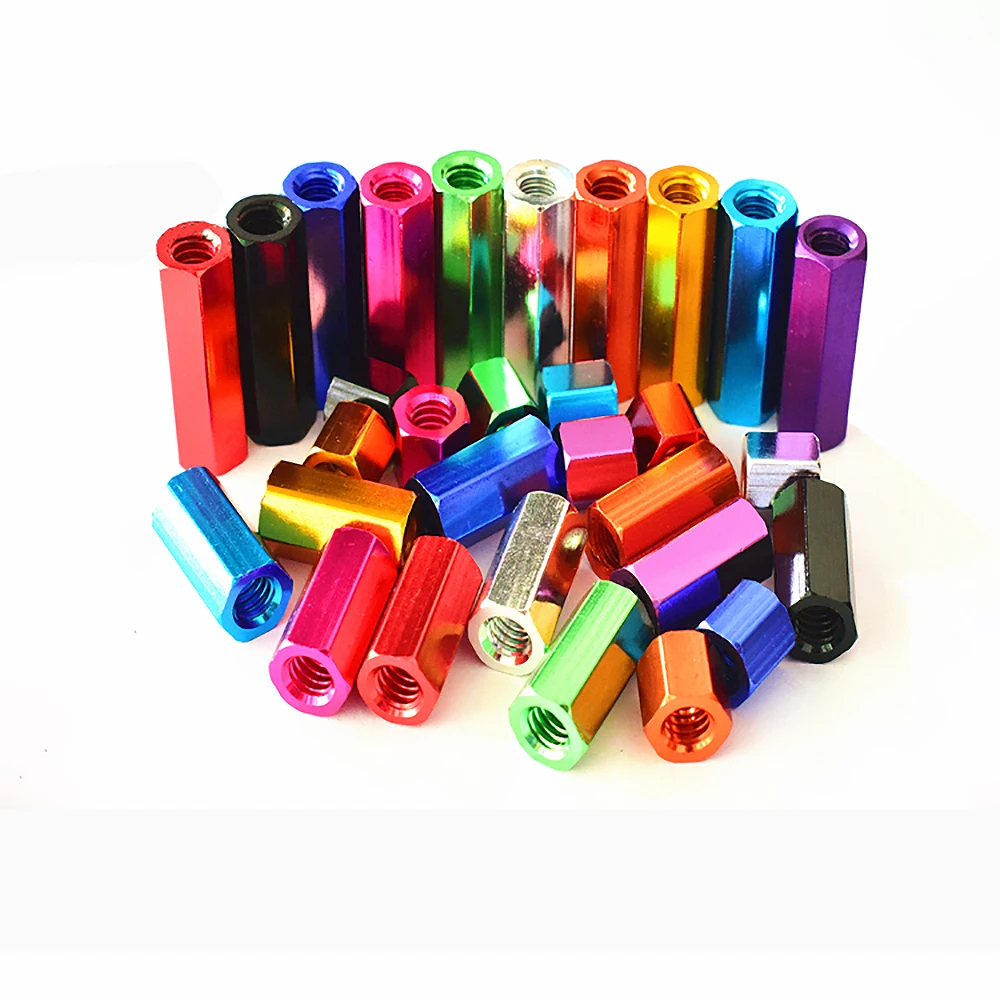 

M5 M6 Aluminum Alloy Long Hex Nuts Rod Hexagon Coupling Standoff Spacer Screws Length 4mm - 60mm Multi-colour