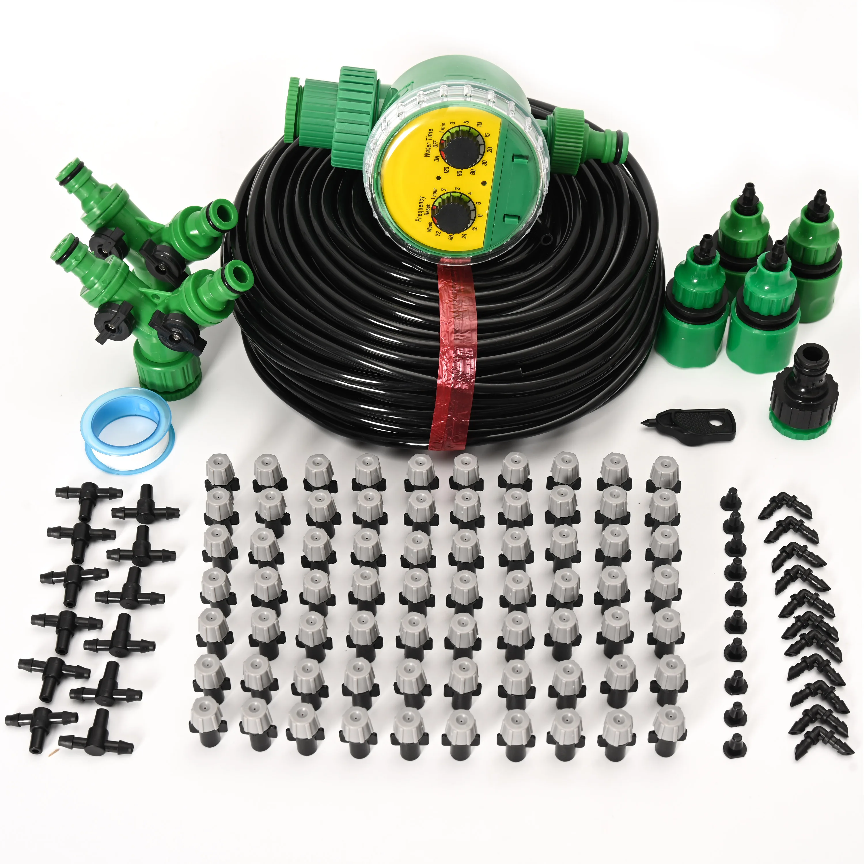 60m Watering Set Portable Misting System Fog Nozzles Watering Kits For