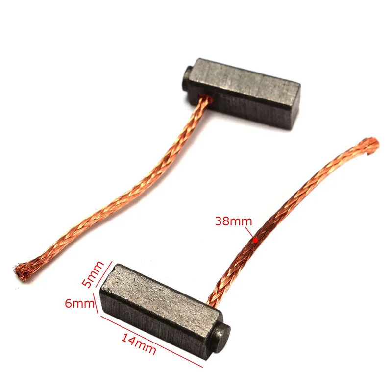 10 개/대 5mm x 6mm x 14mm 카본 브러쉬 와이어 리드 일반 전기 모터 교체 용 발전기 모터 브러시