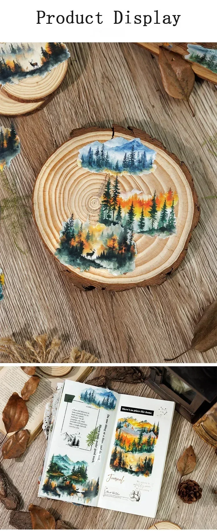 10Pcs landscape Stickers pack materials Supplies account water for Mountain decoration River manual base Scrapbook cut 125*106mm