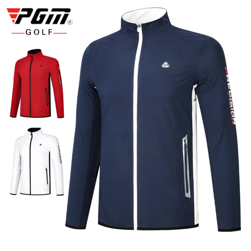 Pgm Men Fitness Golf Jacket Zip Cardigan Waterproof QuicK-Dry Outdoor Golf Top Gym Sports Long Sleeve Fit Coat Windbreaker