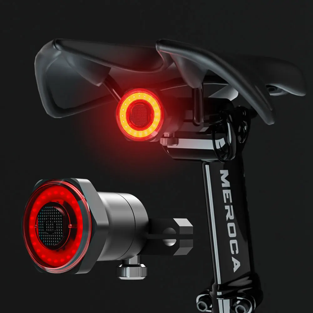 

Smart Bicycle Tail Rear Light Auto Start Stop Brake IPX6 Waterproof USB Charge Cycling Tail Taillight Bike LED Lights