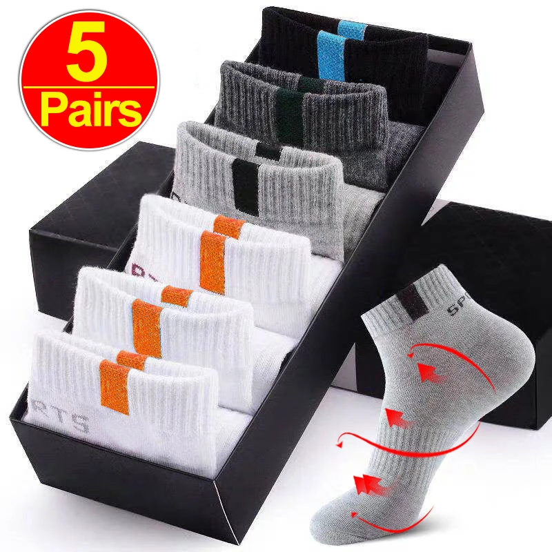 

5Pair/lot Cotton Man Short Socks Fashion Summer Breathable Deodorant Boat Socks Comfortable Casual Bamboo Fiber Male Sports Sock