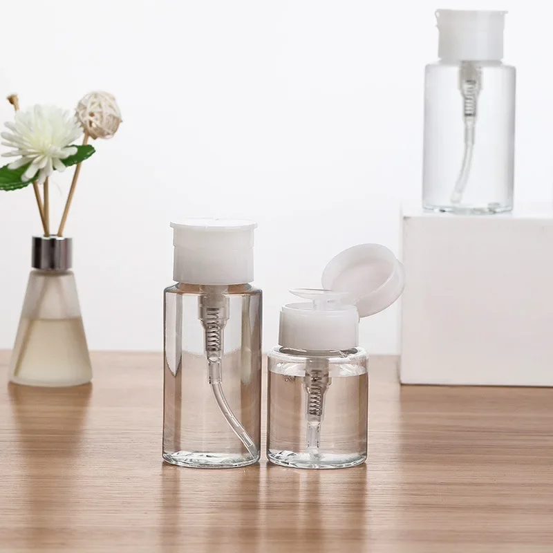 1Pcs Refillable Bottles Push-type Bottling Push Down Empty Pump Dispenser Bottle for Nail Polish and Makeup Remover Bottle 5