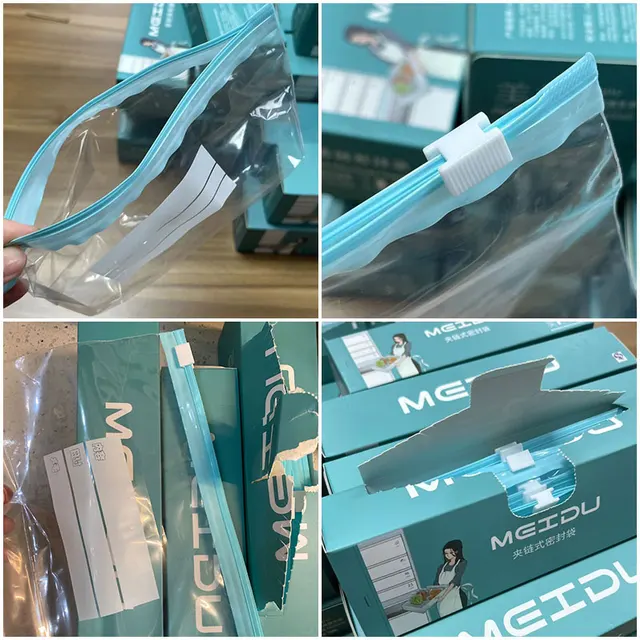 Sac à fermeture éclair réutilisable, sac de rangement Transparent de qualité alimentaire avec fermeture éclair, récipient en plastique de scellage, congélateur de voyage, cuisine de Camping 5