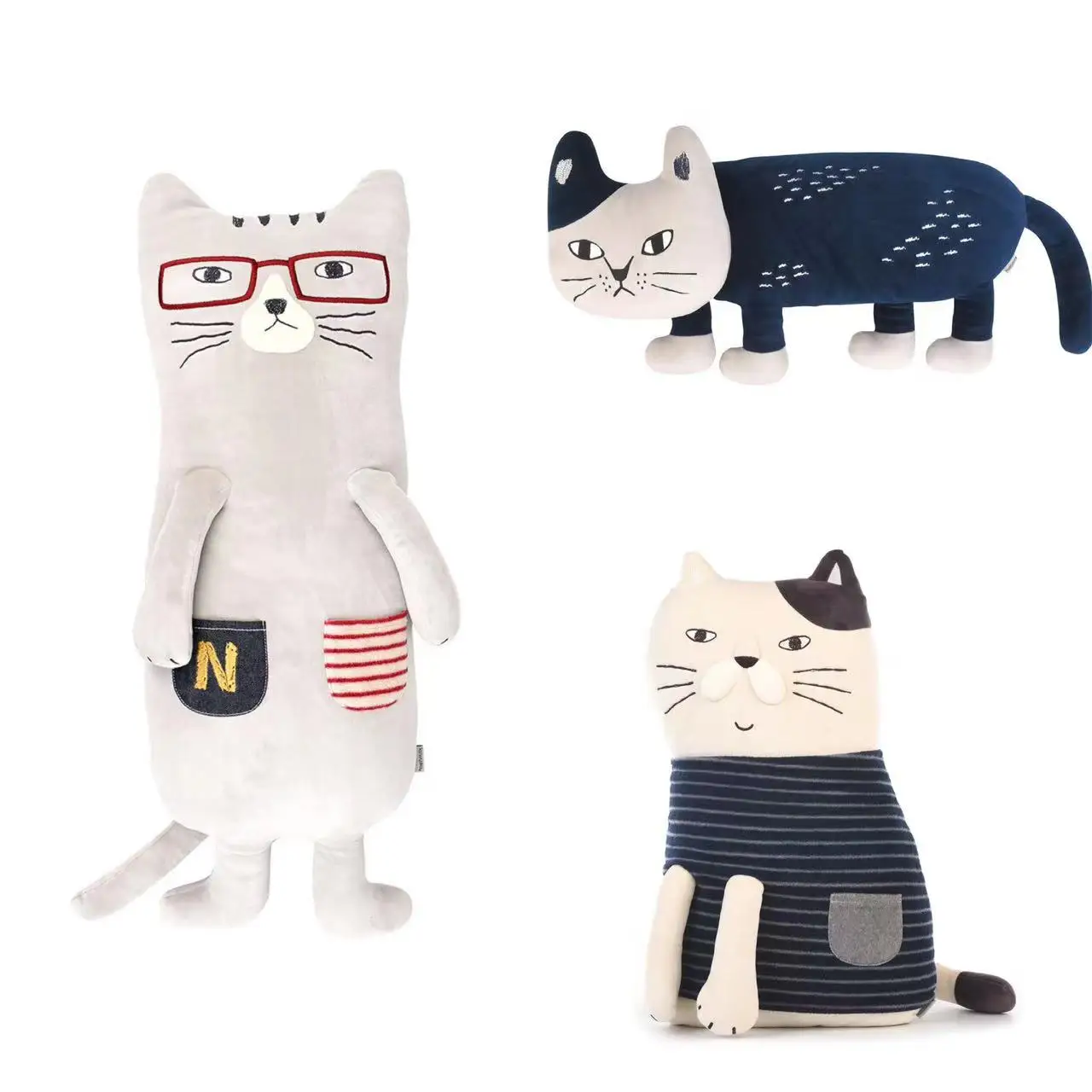 

Hot Cartoon Cat Plush Toys Kusuguru Embroidered Cat Doll Pillow Waist Embroidery Super Soft Ornaments Kids Plushie Doll Gift