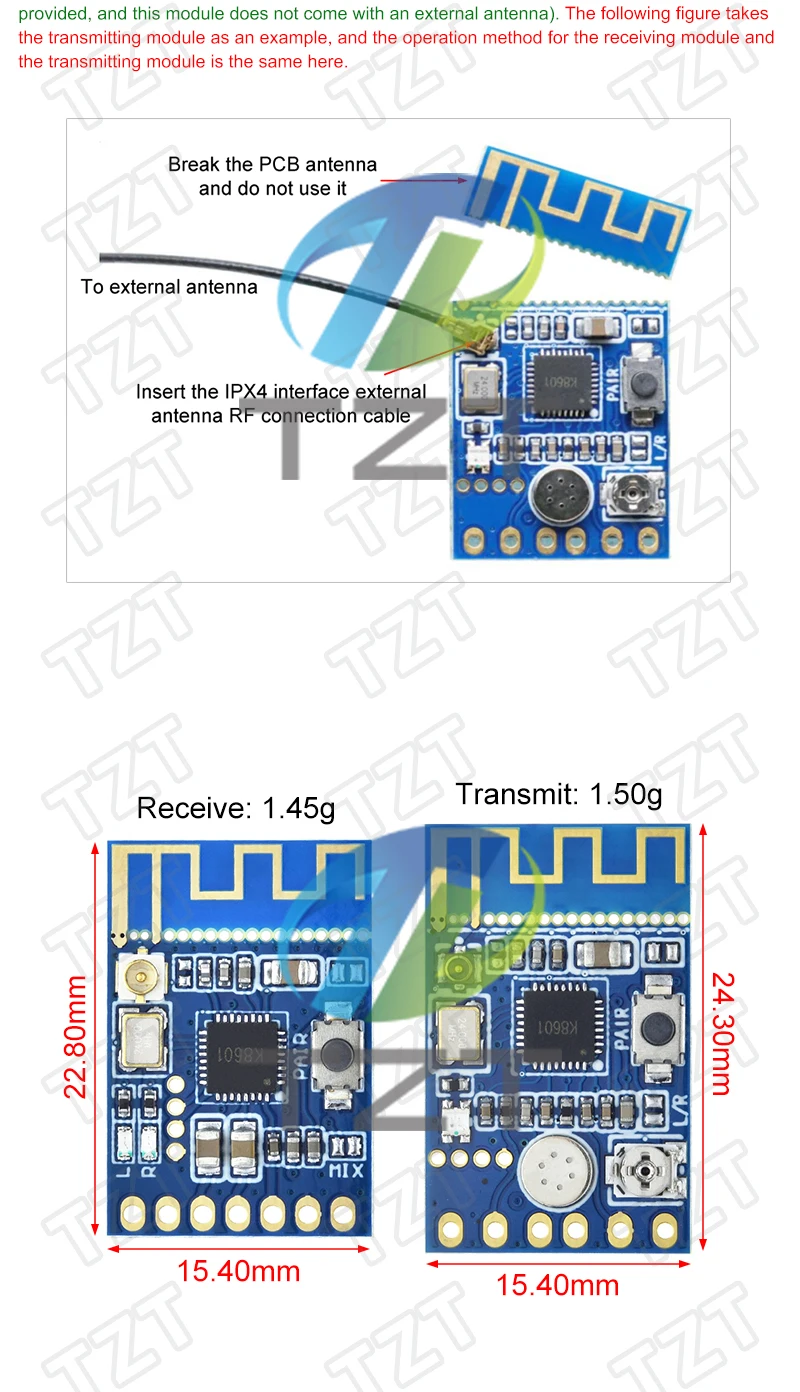 2,4G Drahtloses Mikrofon-Audiosignal-Transceiver-Modul 3,3-5,0V Empfangs- und Sendemodul – Detail 6