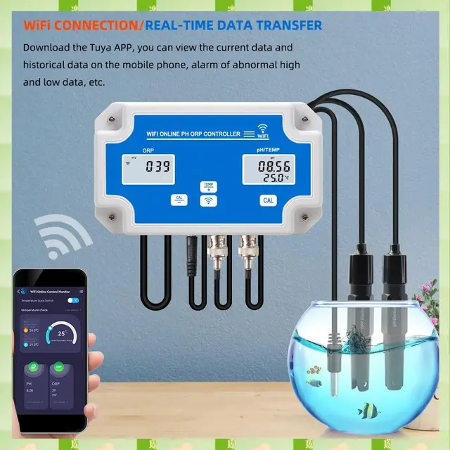 2025 W2839 3-In-1 Wifi Water Quality Detector PH/ORP/TEMP Electrode BNC Type Probe For Aquarium Hydroponics Monitor,W2839 3-In-1 5